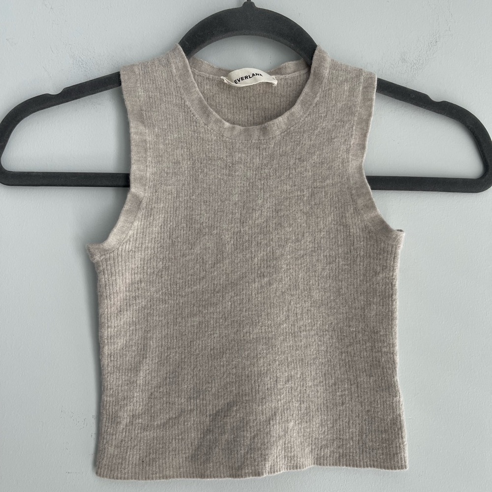 Everlane Ribbed Knit Tank in Light Gray
